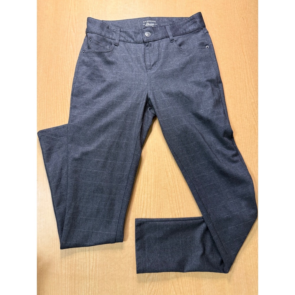 GH Bass & Co Womens Comfort Skinny Pants Grey Herringbone Plaid Size 4 RN69426